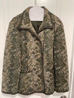 RAFAEL Olive and Tan Snake-Print Quilted Utility Jacket